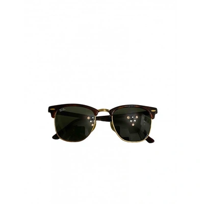 RAY BAN CLUBMASTER BROWN METAL SUNGLASSES
