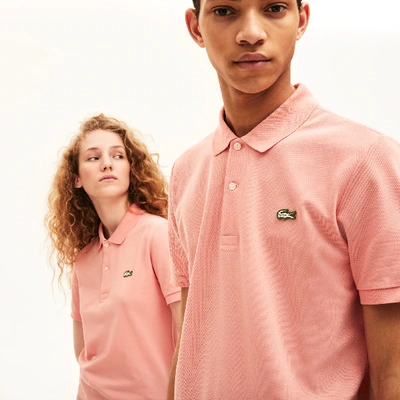 Shop Lacoste Unisex Live Slim Fit Stretch Cotton Pique Polo Shirt In Pink