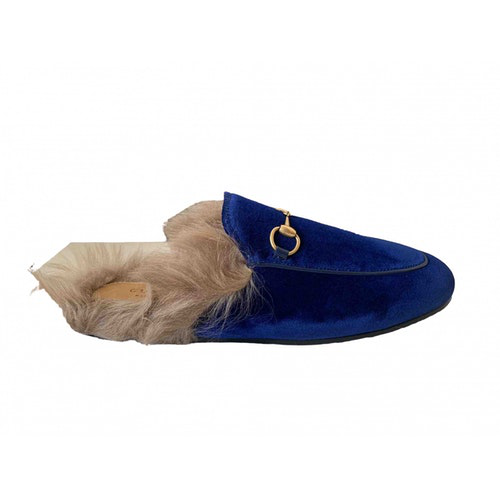 gucci princetown blue velvet