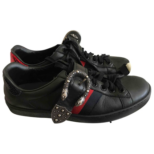 black leather trainers size 6