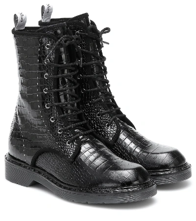 MAX MARA BON CROC-EFFECT LEATHER COMBAT BOOTS