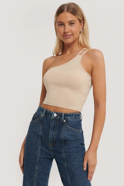 Paola Locatelli X Na-kd One Shoulder Top Beige
