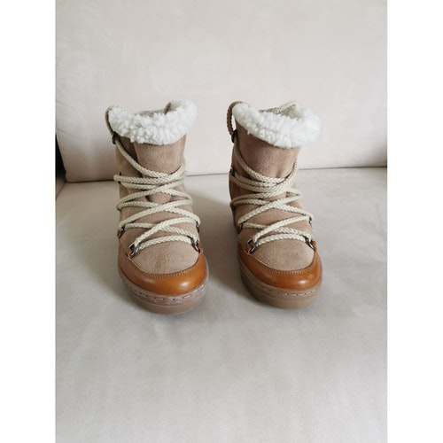 gør det fladt korrekt Overtræder Shop Pre-owned Isabel Marant Nowles Beige Leather Ankle Boots