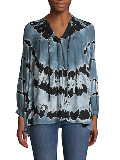 YOUNG FABULOUS & BROKE TIE-DYE V-NECK TOP