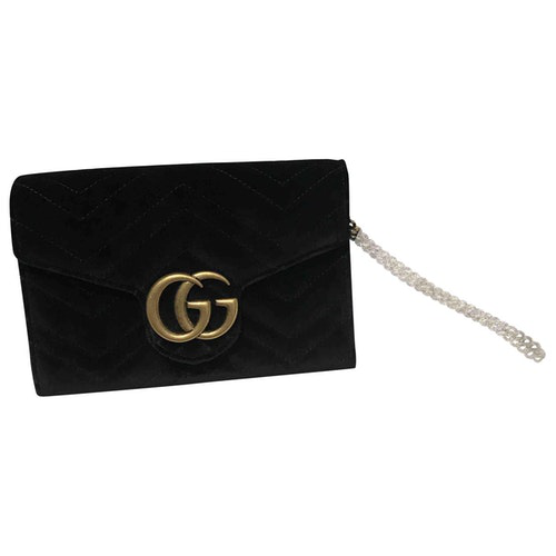 gucci black velvet clutch