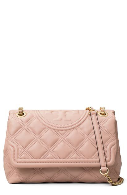 Shop Tory Burch Fleming Soft Quilted Lambskin Leather Shoulder Bag In Pink  Moon