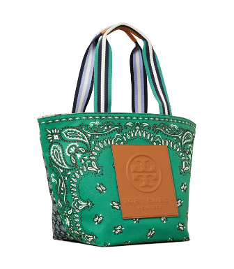 Shop Tory Burch Gracie Reversible Printed Canvas Tote Bag In Green  Americana Bandana
