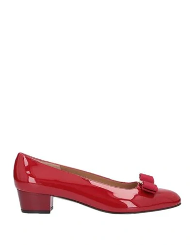 FERRAGAMO FERRAGAMO WOMAN PUMPS RED SIZE 4.5 CALFSKIN