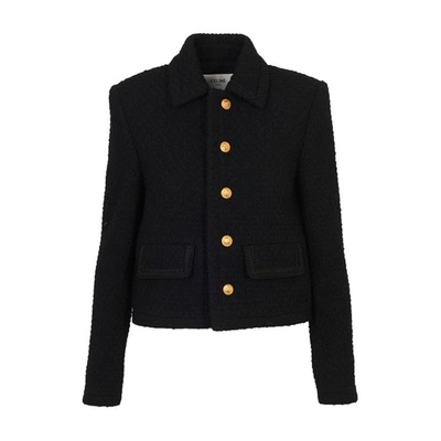 Celine Chasseur' Jacket In Lightweight Tweed In Black