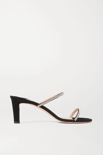 JIMMY CHOO BREA 65 CRYSTAL-EMBELLISHED SUEDE SANDALS