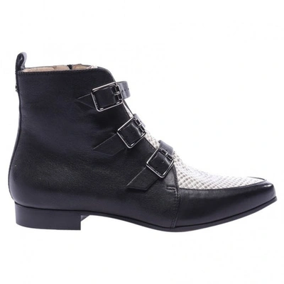 JIMMY CHOO BLACK LEATHER ANKLE BOOTS