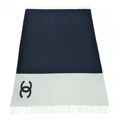 CHANEL NAVY WOOL SCARF