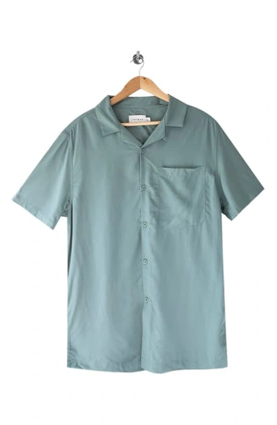 TOPMAN SLIM FIT SOLID SHORT SLEEVE BUTTON-UP SHIRT