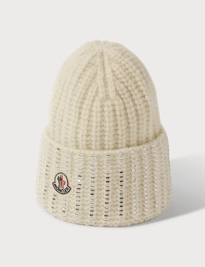 MONCLER KNIT BEANIE WITH SILVER DETAILS