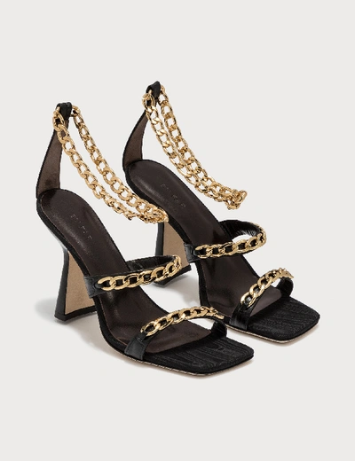 BY FAR GINA BLACK CREASED LEATHER SANDAL