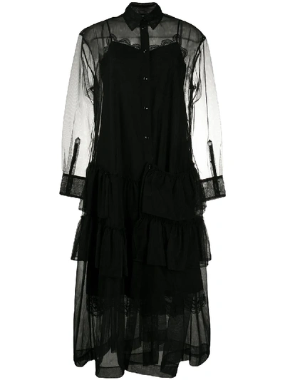 SIMONE ROCHA LAYERED RUFFLE-DETAIL SHIRT DRESS