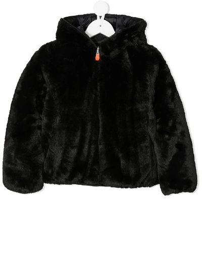 SAVE THE DUCK REVERSIBLE FAUX FUR PADDED COAT