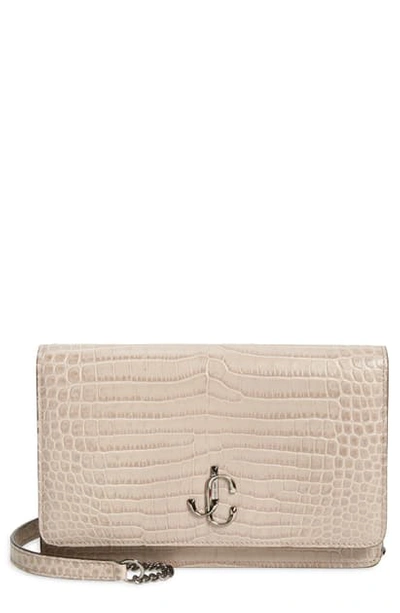 JIMMY CHOO PALACE CROC EMBOSSED LEATHER CLUTCH