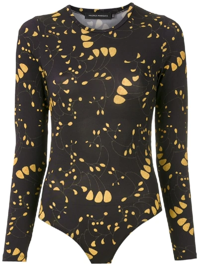 ANDREA MARQUES PRINTED LONG SLEEVES BODYSUIT