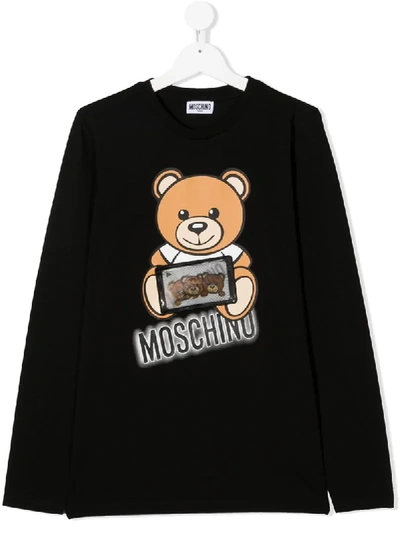 MOSCHINO TEEN TEDDY BEAR PRINT LONG-SLEEVED TOP
