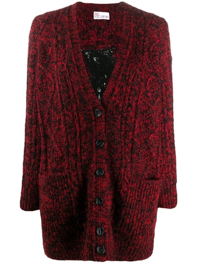 RED VALENTINO RED GIRL EMBROIDERY CARDIGAN