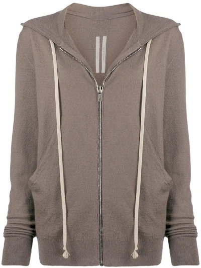 RICK OWENS LONG DRAWSTRING CASHMERE KNITTED HOODIE