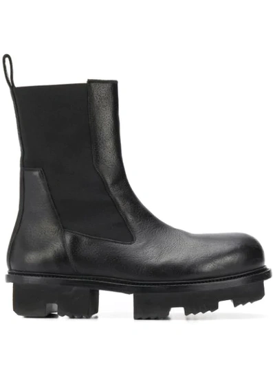 RICK OWENS RIDGED SOLE GRAINED EFFECT BOOTS