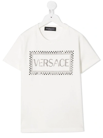 YOUNG VERSACE CRYSTAL-EMBELLISHED LOGO T-SHIRT