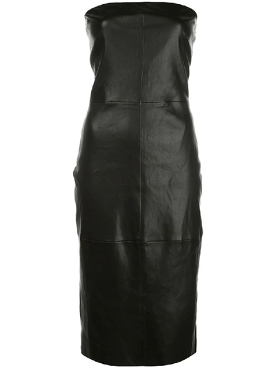 ROSETTA GETTY LEATHER FITTED DRESS