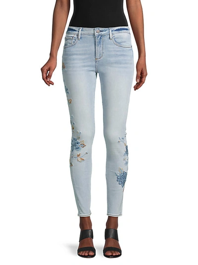 DRIFTWOOD FLORAL EMBROIDERY ANKLE SKINNY JEANS