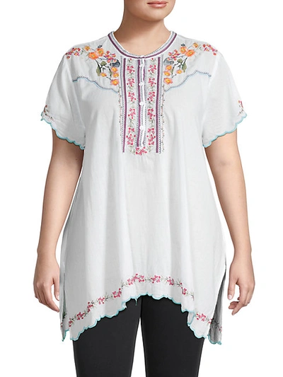 JOHNNY WAS PLUS MOJI FLORAL EMBROIDERY TUNIC