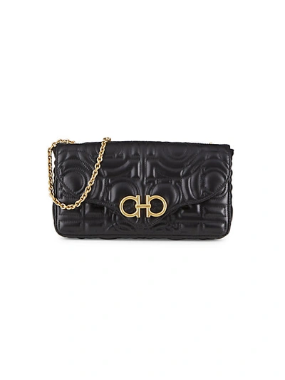 FERRAGAMO QUILTED LEATHER WALLET-ON-CHAIN