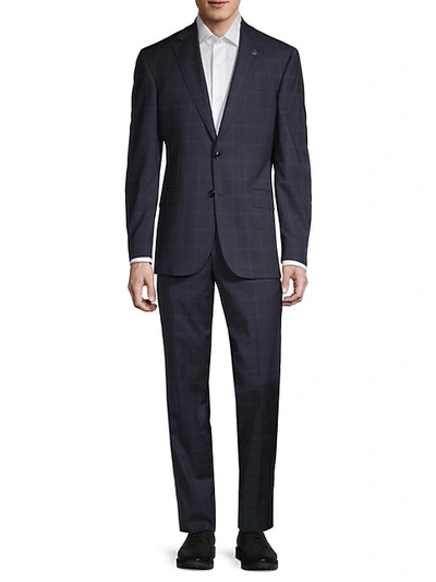 TED BAKER WINDOWPANE STRETCH WOOL SUIT
