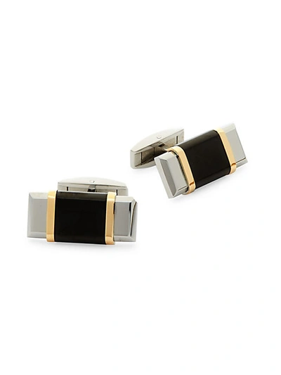 SAKS FIFTH AVENUE 14K GOLD STAINLESS STEEL CUFF LINKS