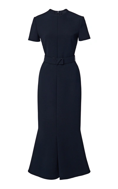VALENTINO WOMEN'S BELTED DOUBLE-FACED WOOL MIDI DRESS