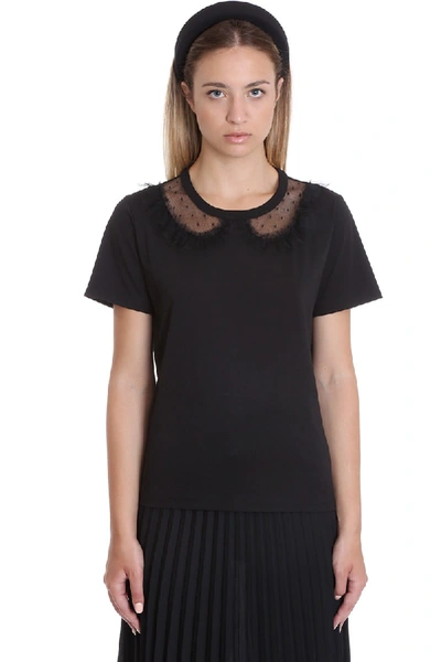 RED VALENTINO T-SHIRT IN BLACK COTTON