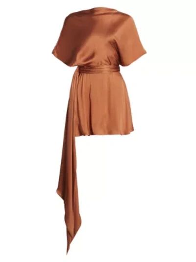 BRANDON MAXWELL Boatneck Silk Mini Dress