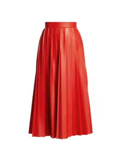 MSGM Coated Pleated Midi Skirt