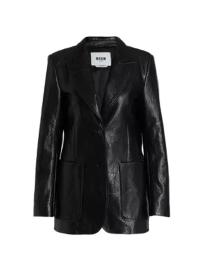 MSGM Faux Leather Blazer Jacket