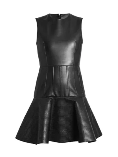 VALENTINO Sleeveless Leather Flutter Dress