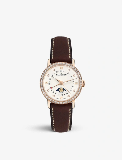BLANCPAIN 6106298755A 18CT ROSE-GOLD, DIAMOND AND LEATHER WATCH