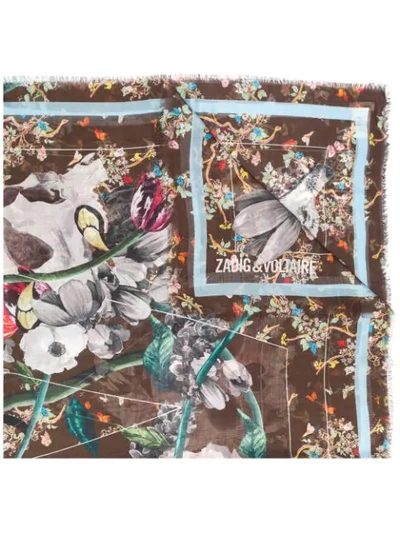 ZADIG & VOLTAIRE FLORAL PRINT FRINGED SCARF