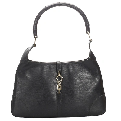 GUCCI BLACK BAMBOO LEATHER JACKIE BAG
