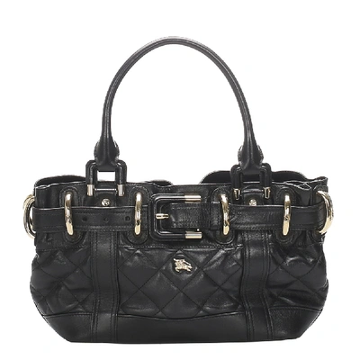 BURBERRY BLACK QUILTED LEATHER SATCHEL BAG