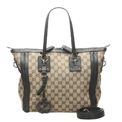 GUCCI BROWN GG CANVAS LARGE TOTE BAG