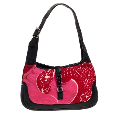 GUCCI MULTICOLOR PRINTED CANVAS AND LEATHER JACKIE O HOBO