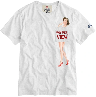 MC2 SAINT BARTH WHITE LINEN MAN T-SHIRT WITH PRINTED POCKET