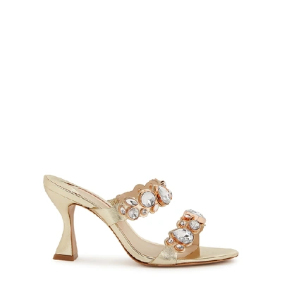SOPHIA WEBSTER RITZY 85 CRYSTAL-EMBELLISHED LEATHER MULES