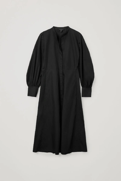 COS COTTON VOLUME SLEEVE MIDI SHIRT DRESS