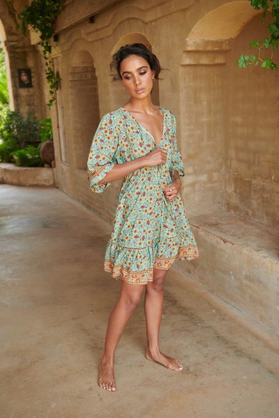 View Boutique Jaase Synergy Print Faith Dress In Floral,green